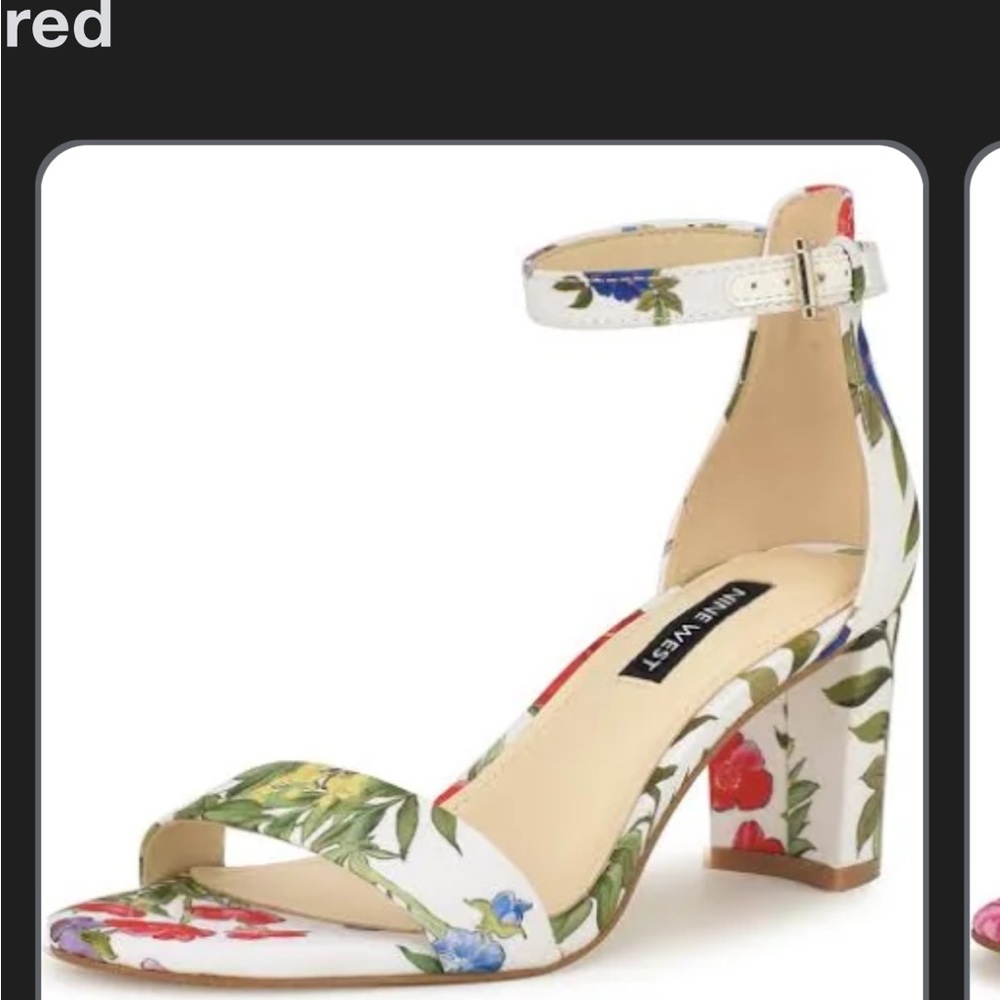 Nine West Red and Blue Block Heel Sandals